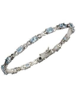 Zeeme Armband Silber 925 rhodiniert 19cm lang mit 14x Blautopas (beh)