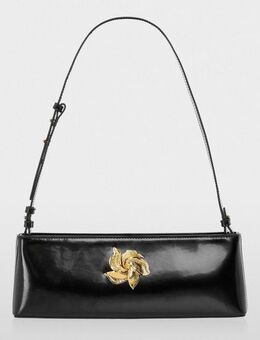 Marc Cain Schultertasche Glam Dotted Delight, Handtasche, Abendtasche mit modischer Metall-Blume