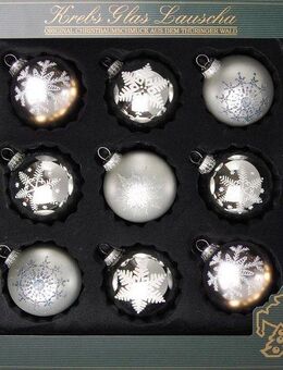 Krebs Glas Lauscha Weihnachtsbaumkugel Weihnachtsdeko, Christbaumschmuck, Christbaumkugeln Glas (9 St), mundgeblasen, mit Dekor