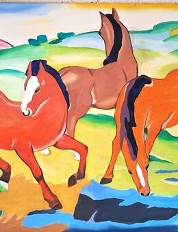 Ölgemälde "Rote Pferde" Franz Marc 60 x 80 cm - Darmstadt Bessungen