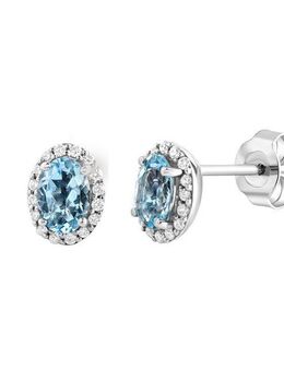Diamonds by Ellen K. Paar Ohrstecker Weißgold 585 mit echtem Aquamarin und 36 Diamanten zus. 0,14ct.