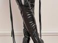 Overknees Damen PU Leder Stiefel mit Reißverschlüssen und Stiletto Absatz / Größe 40,5 / Farbe schwarz / NEU in 45768