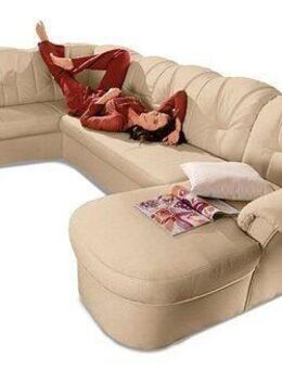 DOMO collection Wohnlandschaft Papenburg, zeitlose Rückensteppung, elegante Formensprache, U-Form, in großer Farbvielfalt, wahlweise mit Bettfunktion