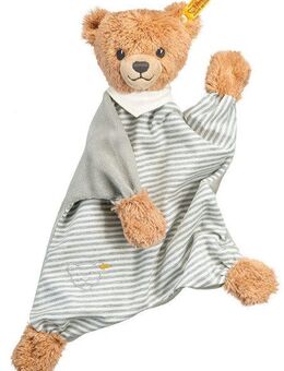 Steiff Schmusetuch Schlaf-gut-Bär Schmusetuch, grau/weiß, (1-tlg), mit gestickten Augen und »Knopf im Ohr«