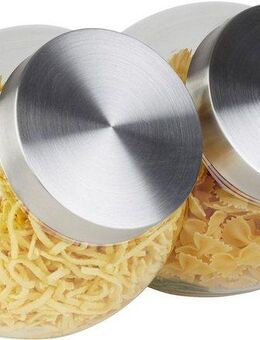 APS Vorratsglas, Edelstahl, Glas, (Set, 2-tlg), Glasbehälter mit Edelstahldeckel, 1000 ml