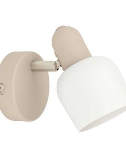 EGLO Deckenspot CORATO, ohne Leuchtmittel, Wandlampe, Wandstrahler aus Metall in Sandfarben und Glas in Weiß, E14
