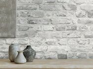 A.S. Création Vliestapete Bricks & Stones Backstein Steinoptik, leicht strukturiert, gemustert, matt, neutral, (1 St), Steintapete Backstein Tapete Tapeten Wohnzimmer Schlafzimmer Küche