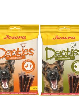 Kombi-Paket Josera Denties Snacks 12 x 180 g - 6 x Ente & Karotte + 6 x Truthahn & Apfel