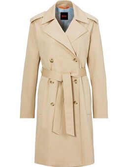 BOSS ORANGE Kurzmantel Cotrench Premium Damenmode mit Schulterriegeln und Taillengürtel, klassischer Trenchcoat