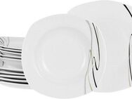 CreaTable Tafelservice Amelie Piazza, Tafel-Service 12-tlg (12-tlg), 6 Personen, Porzellan, Elegant, Schwungvoller Liniendekor