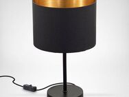 B.K.Licht Tischleuchte BK_TL1422 Tischleuchte, Stoffschirm Schwarz-Gold, E27-Fassung, ohne Leuchtmittel, 1-Flammig, Ø20cm, 140cm Kabelschalter, ohne Leuchtmittel