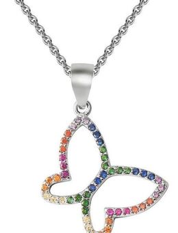 Firetti Kette mit Anhänger Schmuck Geschenk Silber 925 Halsschmuck Halskette Regenbogen, Made in Germany - mit Zirkonia (synth)