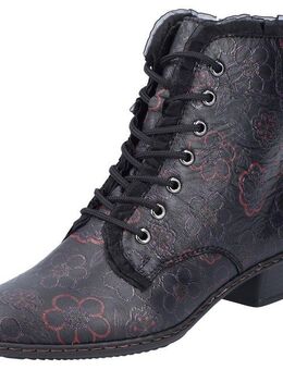 Rieker Schnürstiefelette, Schnürboots, Trachtenstiefelette, Blockabsatz, Rüschchen-Verzierung