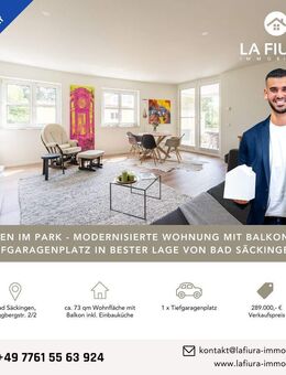 Wohnen im Park - sanierte und altersgerechte Wohnung mit Balkon und inkl. Tiefgaragenplatz - Bad Säckingen