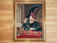 Gobelin Stickbild Mann mit Waagen Alchemist - Schwalmtal (Nordrhein-Westfalen)