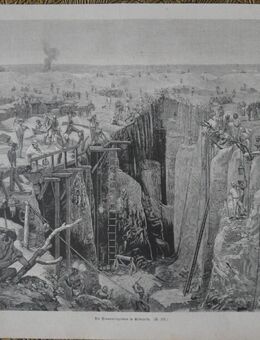 Alte Grafik : Die Diamantengruben in Südafrika ., Blatt aus dem 19. Jahrhundert ., Blatt 36cm x 26cm , M33 - Görlitz