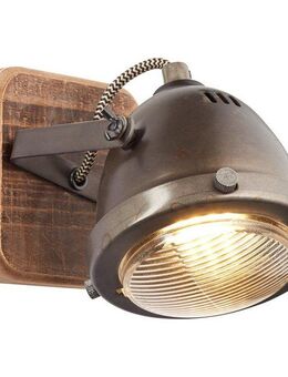 Brilliant Wandstrahler Carmen Wood, ohne Leuchtmittel, Wandspot burned steel/holz