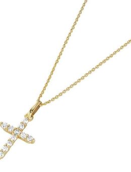 Luigi Merano Kette mit Anhänger Kreuz mit Zirkonia, Gold 375
