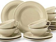Seltmann Weiden Teeservice Geschirr-Set Beat (18-tlg), 6 Personen, Porzellan, Teller, Tassen, Untertassen, Rillendekor, 18 Teile, für 6 Personen