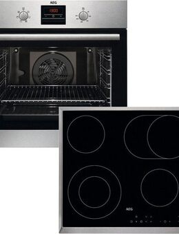 AEG Backofen-Set TEAMHHB, mit Teleskopauszug nachrüstbar, Wasserdampfreinigung des Backofens, Grill, Keramikkochfeld mit Touch