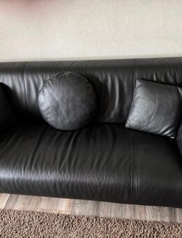 Rolf Benz 3er Couch, 2er Couch, 1 Sessel und 1 Hocker in Schwarz/Echtleder - Krefeld