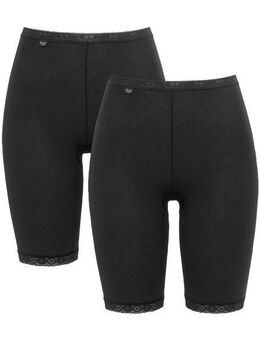 sloggi Lange Unterhose Basic+ (2er Pack) Spitzenbesatz, weiche Nähte, Baumwollmischung