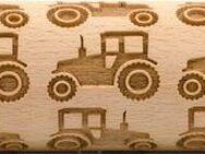 folkroll Teigroller 3D-Motiv-Teigrolle Buchenholz, Traktor