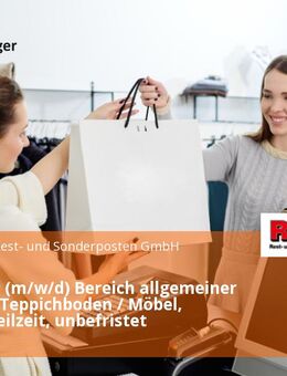 Verkäufer (m/w/d) Bereich allgemeiner Verkauf / Teppichboden / Möbel, Vollzeit/Teilzeit, unbefristet - Meiningen