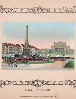 Leipzig.. Augustusplatz, Original Farblithographie um 1890 - Bautzen