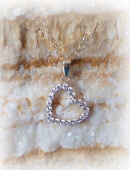 1 Herz-Set mit Zirkonia, Gelbgold 333/- 9k mit Ankerkette 333/- 8k - Essen
