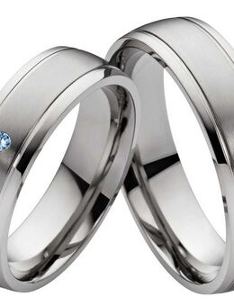 Titanringe T009 mit blauem Zirkonia und Gravur - Aholming