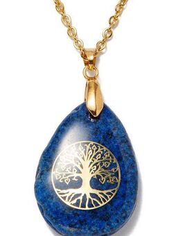 Firetti Kette mit Anhänger Schmuck Geschenk Lebensbaum, Made in Germany - mit Rosenquarz, Lapislazuli, Aventurin oder Amethyst