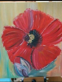 Unikat Acrylbild Leinwand Mohnblüte 50 x 60 cm - Naumburg (Saale)