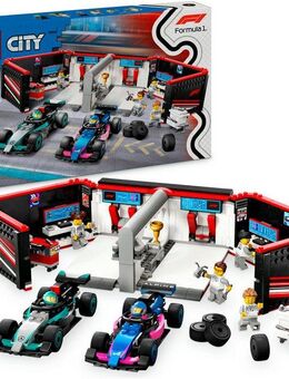 LEGO® F1® Garage mit Mercedes-AMG & Alpine Rennautos (60444), LEGO City Konstruktionsspielsteine, (678 St), Made in Europe
