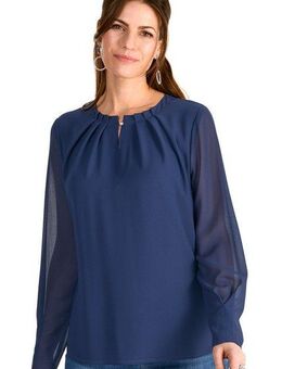 HERMANN LANGE Collection Langarmbluse mit transparente Ärmeln