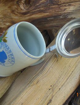 Bierkrug Thomasbräu Paulaner m. Zinndeckel - Günzach