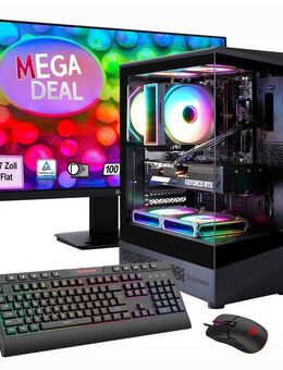 GAMEMAX MegaDeal Gaming-PC-Set VISTA COC AB PC-Komplettsystem (27", AMD Ryzen 5 7500F, GeForce RTX 5060, 32 GB RAM, 1000 GB SSD, Windows 11 + MSI PRO MP273A LED-Monitor, 69cm (27)