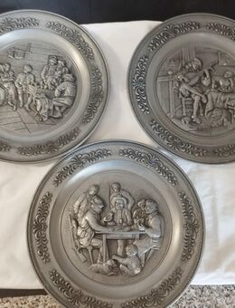 3 Zinnteller Wandteller Der Lautenspieler 1661/1670 - Apolda