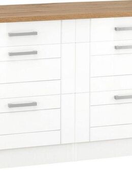 KOCHSTATION Unterschrank KS-Tinnum 120 cm breit, Metallgriffe, MDF Fronten, mit 2 Schubkästen