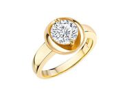 Zeeme Fingerring Silber 925 vergoldet mit weißem Zirkonia-Stein 8mm
