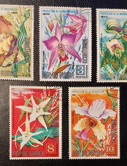 5 Briefmarken Äquatorial Guinea, Blumenmuster, 1974, gestempelt - Leverkusen