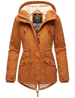 Marikoo Winterjacke Manolya stylischer Kurzmantel mit weichem Teddyfell-Futter