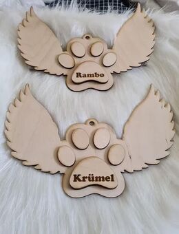Pfoten Abdruck, Erinnerung an Haustiere // Andenken Hund, Katze, Ornament mit Gravur, Anhänger personalisiert - Kamen