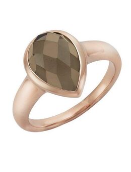 Jamelli Fingerring 925 Silber rosé vergoldet Rauchquarz