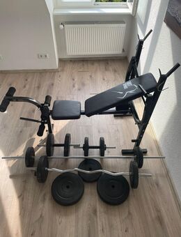 Hantelbank + Langhantel + SZ-Stange + Kurzhanteln + Gewichte | Komplett-Set Fitness - Düsseldorf