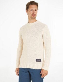 Tommy Hilfiger Strickpullover SLUB YARN C NK mit Logostickerei am Ärmel