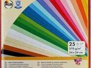 Farbkartonblock / Fotokarton - 270g / m² , 24 x 34cm , 25 Blatt , 25 Farben - Groß Gerau