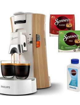 Philips Senseo Kaffeepadmaschine Select CSA240/05 Eco Conscious Collection, aus 21% rec. Plastik, Memo-Funktion, inkl. Gratis-Zugabe, Wert 14€ UVP