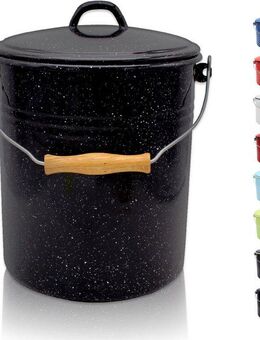 Krüger Mülleimer Emaille Mülleimer mit Deckel Serie Rio, schnitt- / kratzfeste Oberfläche, bakterienabweisend, extrem langlebig