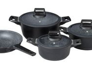 Mulex Topf-Set MALAGA, aus hochwertigem Aluguss, Aluminiumguss (Set, 7-tlg., Kochtopfset inkl. Bratpfanne), hitzebeständige Bakelitgriffe, inkl. Softtouch-Silikon Glasdeckel
